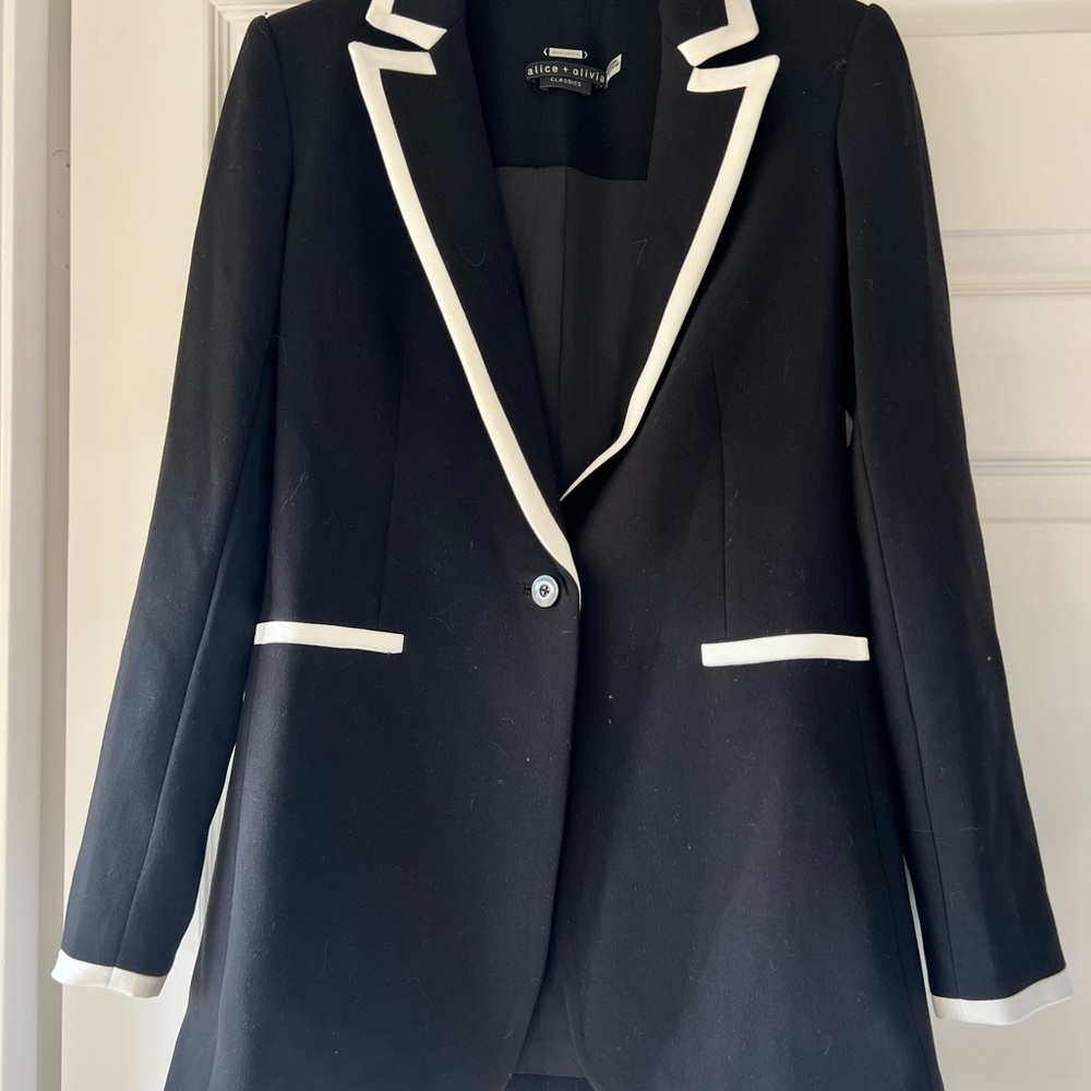 Alice + Olivia Black Blazer with White Accents